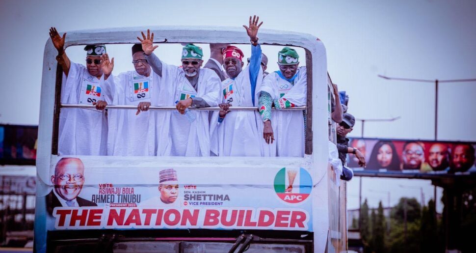 Tinubu and other APC leaders make grand entry to Lagos rally