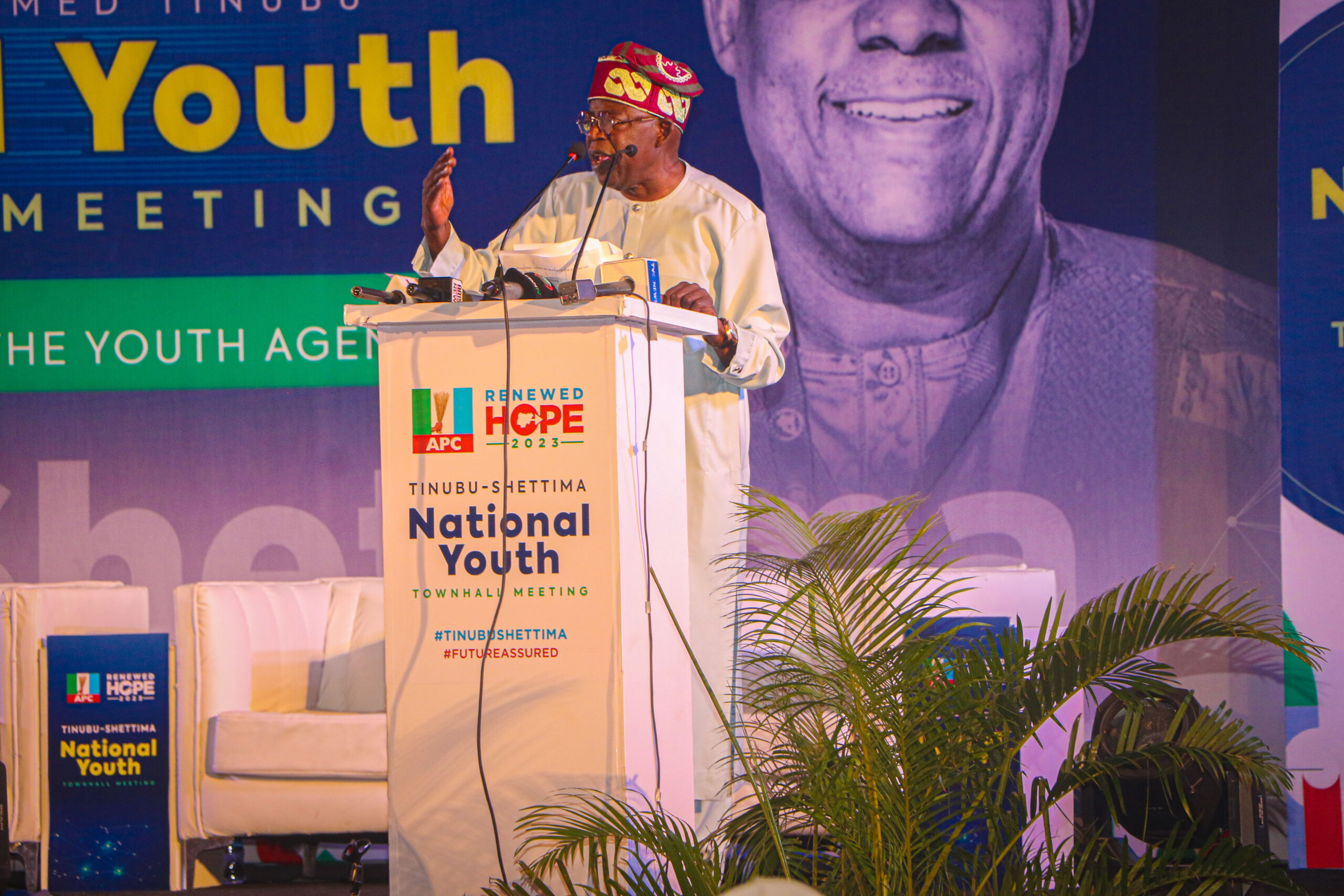 Tinubu at the Town Hall meeting with youths