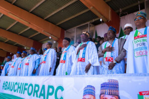 President Buhari, Tinubu and other APC leaders at the Bauchi rally 