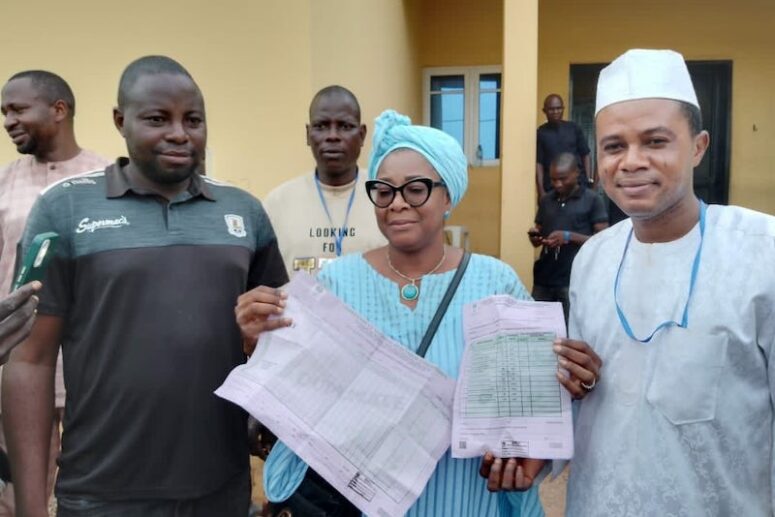 Tolulope Akande-Sadipe with the result sheets on Saturday