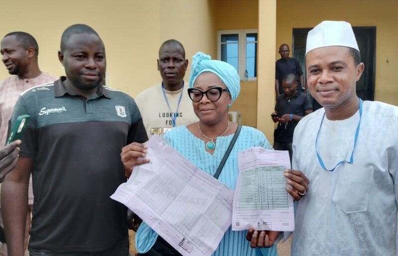 Tolulope Akande-Sadipe with the result sheets on Saturday